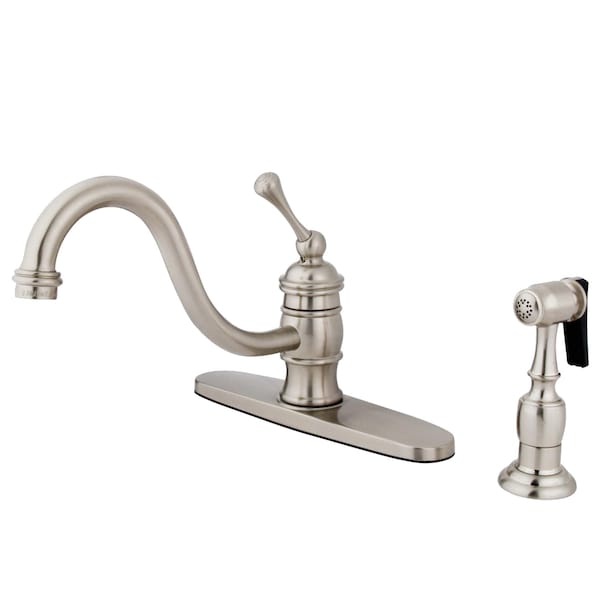8" Kitchen Faucet W/ Brass Sprayer, Brushed Nickel